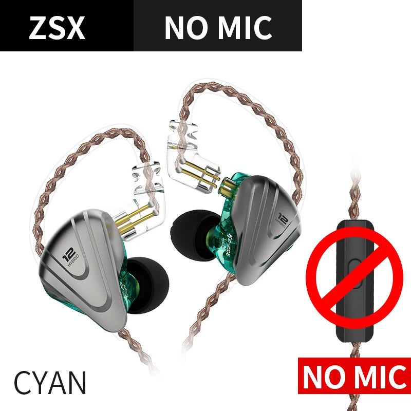 KZ ZSX 1DD+5BA Hybrid Drivers HIFI Bass Earbuds In-Ear Monitor Noise Cancelling Earphones Metal Headset KZ ZAX ZS10 PRO ASX DQ6