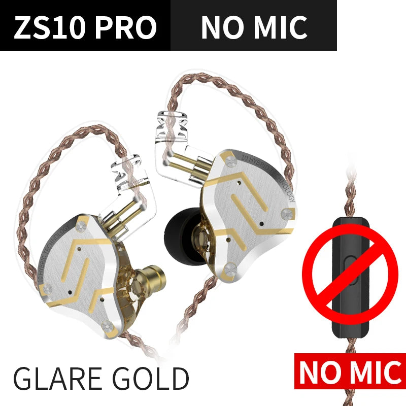 KZ ZS10 Pro 4BA 1DD Hybrid In Ear Metal Earphones10 Drivers HIFI Bass Earbuds Monitor Sport Noise Cancelling Headset ZSX ZAX Z3