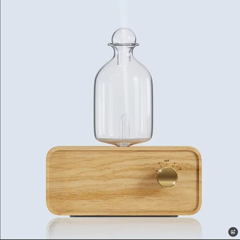 Essential Oil Diffuser Glass Air Aroma Diffuser Wood Grain Base 2600mAh Professional Machine Nebulizer For Home Office Room