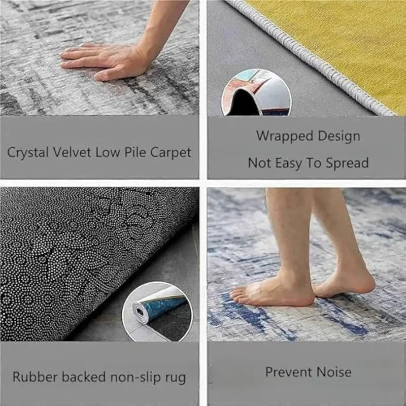 VIKAMA Minimalist Geometric Rug Non-Slip And Stain-Resistant Entrance Hall Doormat Corridor Hallway Kitchen Rug Home Décor