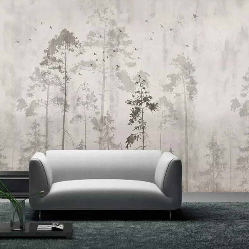 Custom Wall Art Painting Retro Nostalgic Forest Big Tree Birds Large Mural Wallpaper Living Room Bedroom Kitchen 3D Home Décor