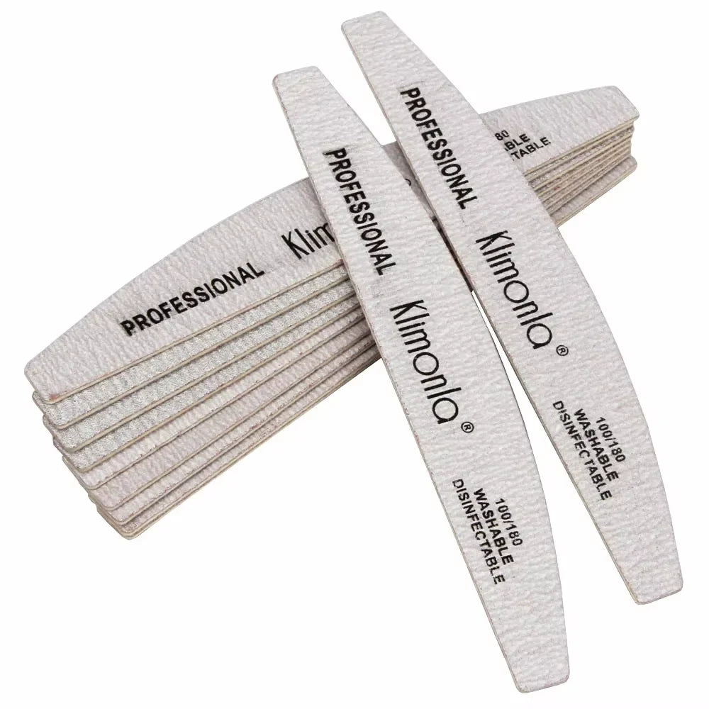 10/25/50/100Pcs/Lot Wooden Nail Files Klimonla 100/180 Grit Grey Boat Thick Sandpaper Sanding Buffer Files Beauty Tools DIY Salo