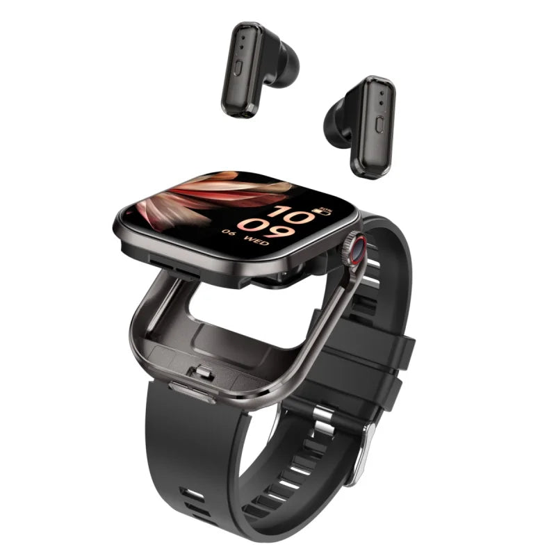 Rainbuvvy T99 TWS Smart Watch with Built-in Earbuds 2.02-inch HD IPS Display 3-in-1 Wireless Bluetooth Call Capable Smartwatch