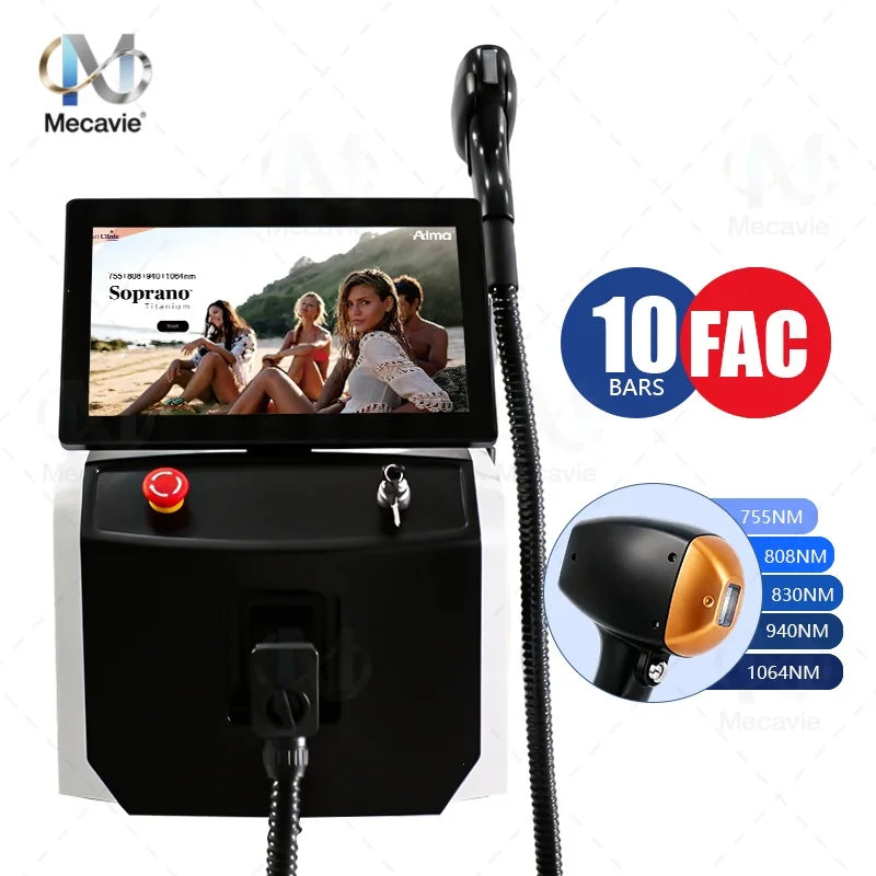 5-Wavelength Diode Laser Hair Removal Device 755/808/830/940/1064nm Ice-Cool Permanent Hair Remover for Salon Beauty Therapy