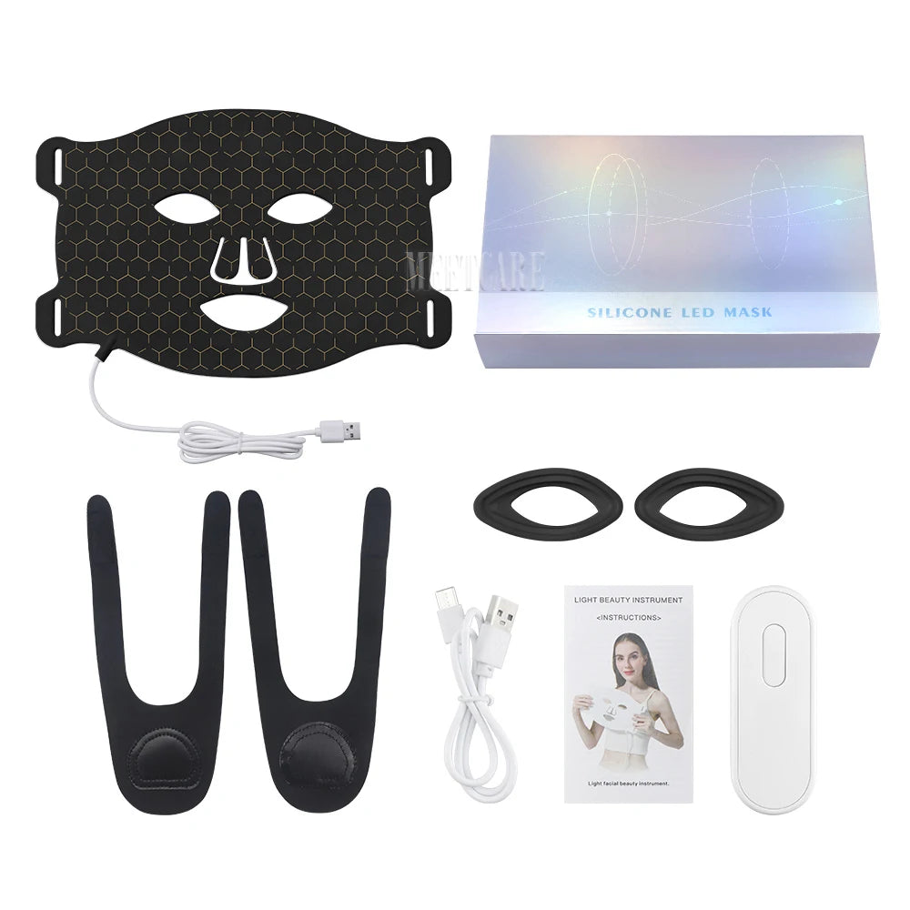 7Colors LED Face Mask with 110pcs Lamp Beads Photon Red Light Therapy Beauty Flexible Facial Masks Skin Care Tool