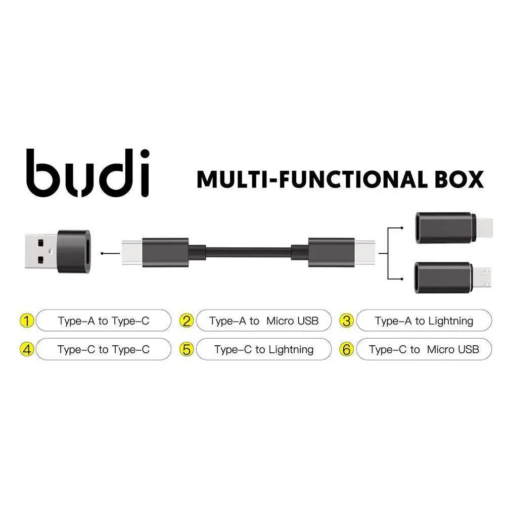 BUDI Multi-function Smart Adapter Portable Card Storage Data Cable USB Box for iPhone S22 S23 Phone Accessories