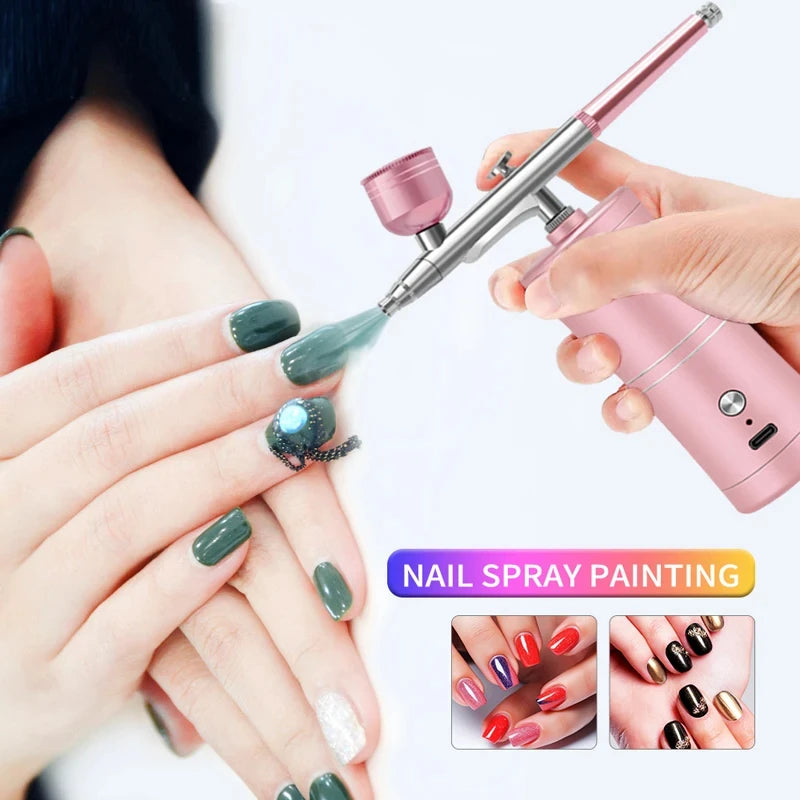 Portable Rechargeable Wireless Spray Gun with Compressor Spray Gun, Used for Facial beauty, nail Art, Tattoo, Cake Making Proces