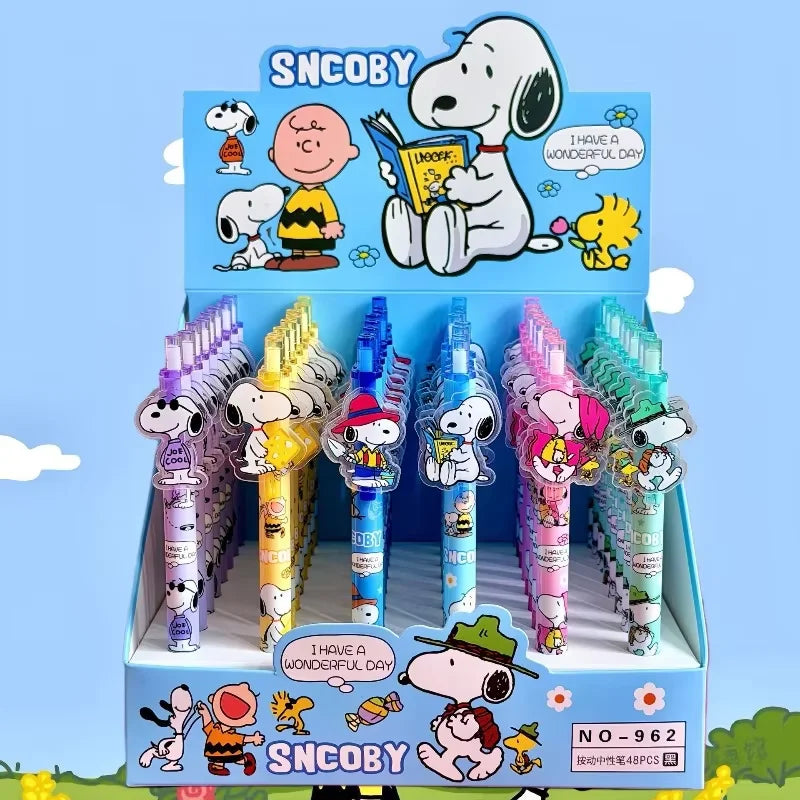 Hot Snoopys 48pcs Pen High Beauty Neutral Pen Press Fast Drying Smooth Cartoon Cute Press The Stationery Pen Student Gifts