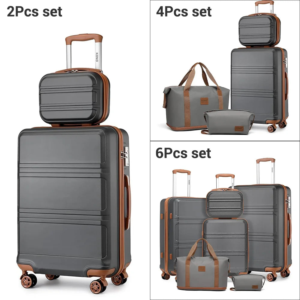 KONO 2/4/6-piece luggage set with a beauty case, cosmetics case, hand luggage, and toiletry bag – travel bag and luggage set