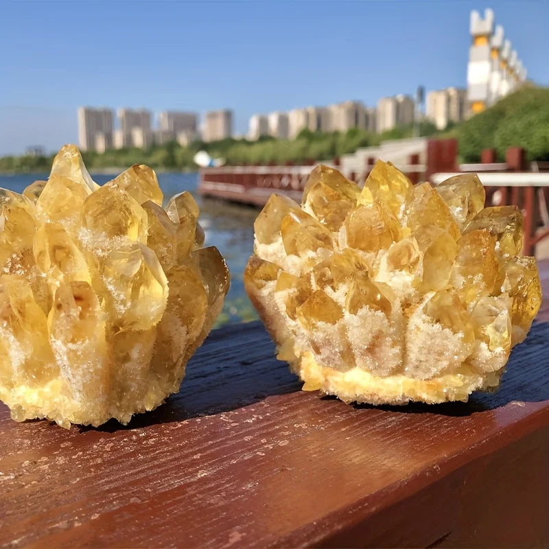 One citrine cluster - Bohemian style, golden to amber color, unique home décor & Christmas, Thanksgiving, Easter, Halloween