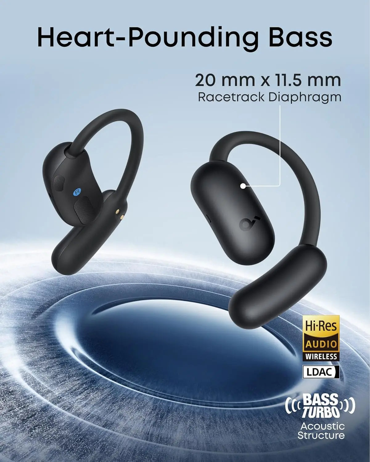 Soundcore AeroFit 2 by Anker Open Ear Earbuds, Open Ear Headphones