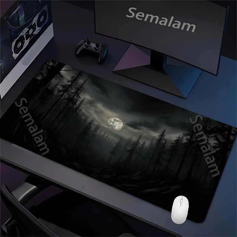 Fantasy Dark Forest Playmat Gaming Mouse Pad Non-slip Rubber Base 35x60 MTG Desk Mat Washable Pads for Game & Office Room Decor