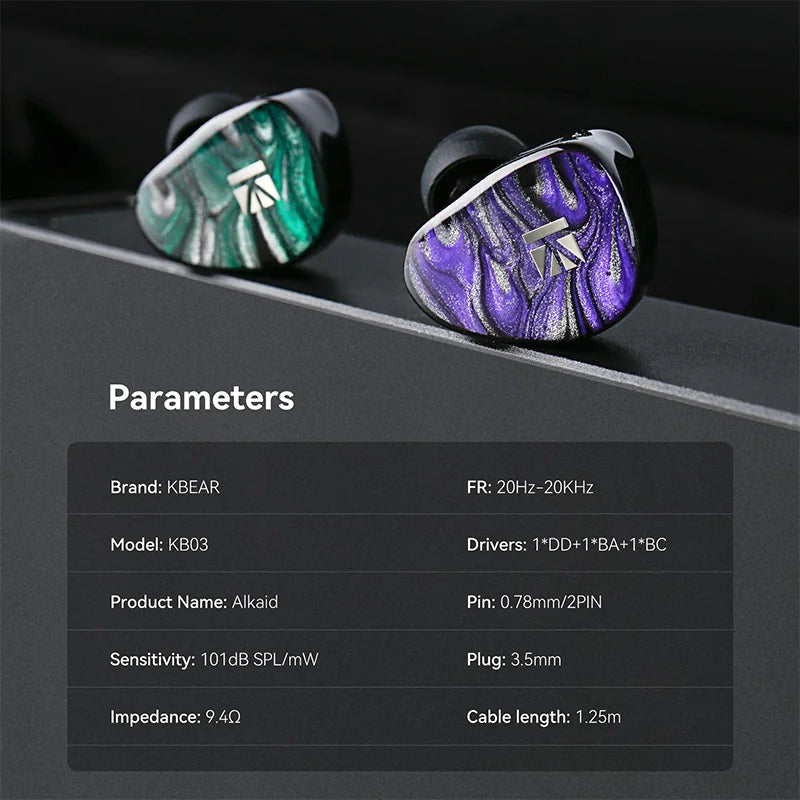 KBEAR KB03 Bone Conduction & DD & BA Hybrid Earphones 3D Printed HIFI Bass Earbuds Metal Monitor Headphones Gaming Headset