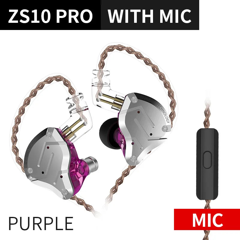KZ ZS10 Pro 4BA 1DD Hybrid In Ear Metal Earphones10 Drivers HIFI Bass Earbuds Monitor Sport Noise Cancelling Headset ZSX ZAX Z3