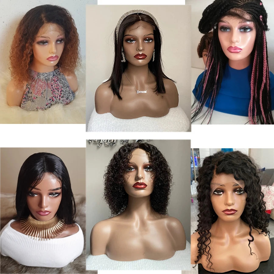 Mannequin Head Stand For Wig Display Female Realistic Skin Manikin Head Bust With Shoulder Model Wig Head Beauty Wig Accessories