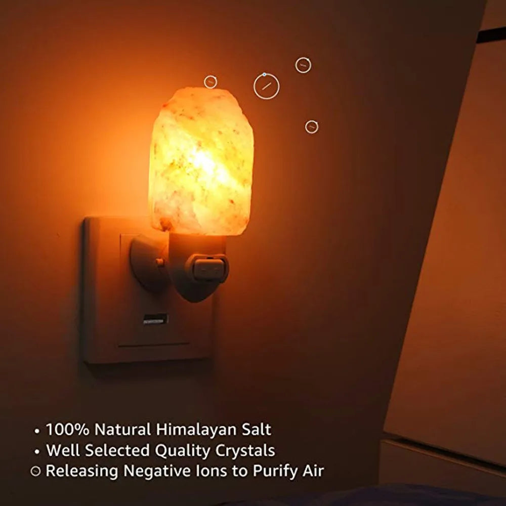 Himalayan LED Salt Lamp Natural Crystal Hand Carved Night Light Home Décor Air Purifying with Plug