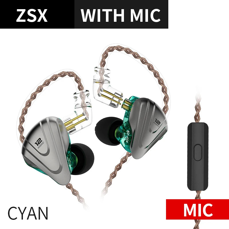 KZ ZSX 1DD+5BA Hybrid Drivers HIFI Bass Earbuds In-Ear Monitor Noise Cancelling Earphones Metal Headset KZ ZAX ZS10 PRO ASX DQ6
