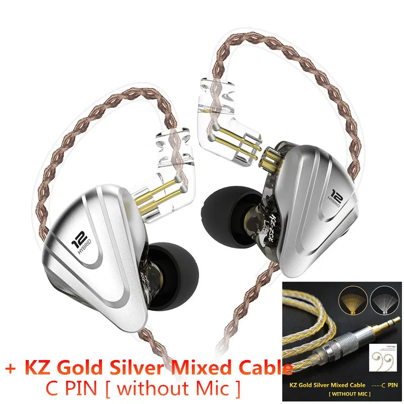 KZ ZSX 1DD+5BA Hybrid Drivers HIFI Bass Earbuds In-Ear Monitor Noise Cancelling Earphones Metal Headset KZ ZAX ZS10 PRO ASX DQ6