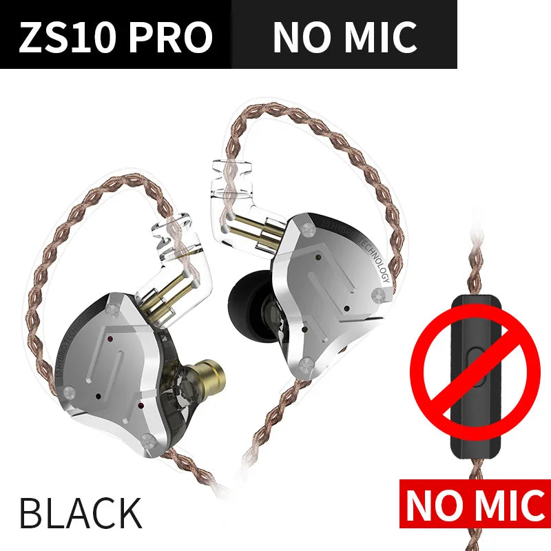 KZ ZS10 Pro 4BA+1DD Metal Headset Hybrid 10 drivers HIFI Bass Earbuds In Ear Monitor Sport Noise Cancelling Earphones KZ ZAX ZSX