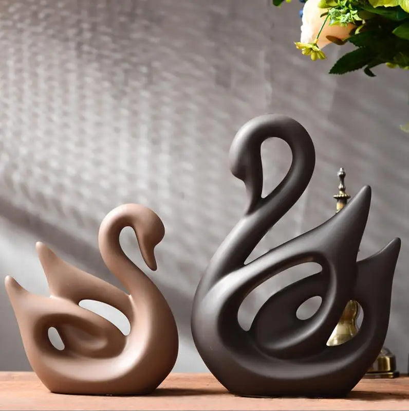 Modern Feng Shui Ceramic Figurines Livingroom Ornaments Home Furnishing Decoration Crafts Office Room Accessories Wedding Gifts