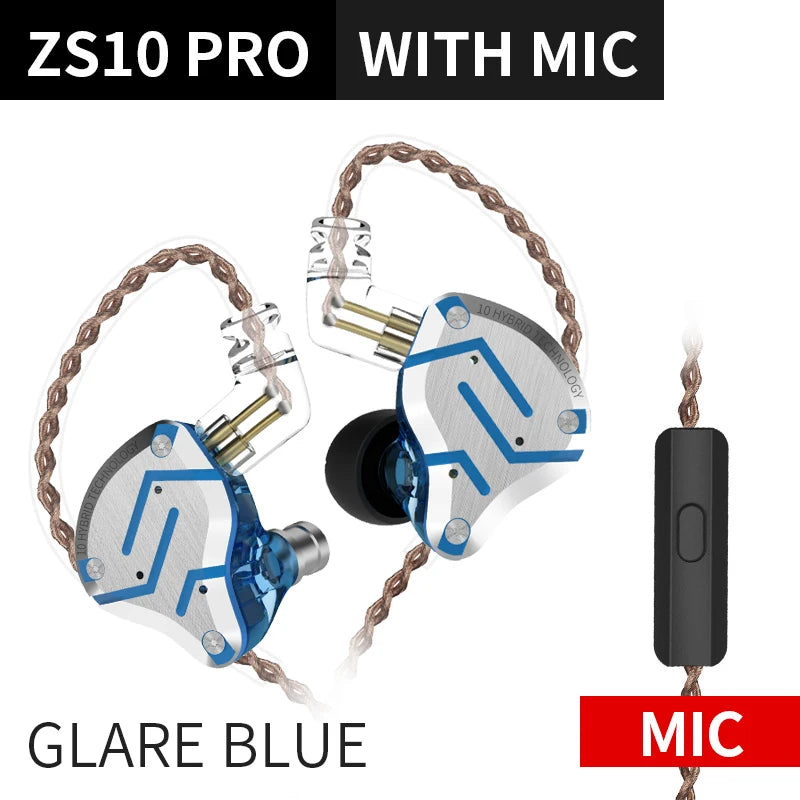 KZ ZS10 Pro 4BA+1DD Metal Headset Hybrid 10 drivers HIFI Bass Earbuds In Ear Monitor Sport Noise Cancelling Earphones KZ ZAX ZSX