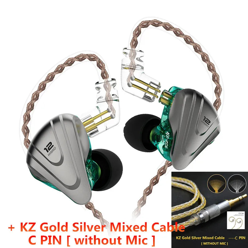 KZ ZSX 1DD+5BA Hybrid Drivers HIFI Bass Earbuds In-Ear Monitor Noise Cancelling Earphones Metal Headset KZ ZAX ZS10 PRO ASX DQ6