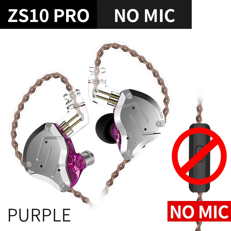 KZ ZS10 Pro 4BA+1DD Metal Headset Hybrid 10 drivers HIFI Bass Earbuds In Ear Monitor Sport Noise Cancelling Earphones KZ ZAX ZSX