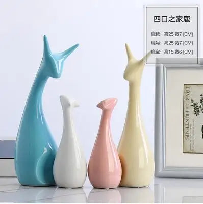 Modern Feng Shui Ceramic Figurines Livingroom Ornaments Home Furnishing Decoration Crafts Office Room Accessories Wedding Gifts