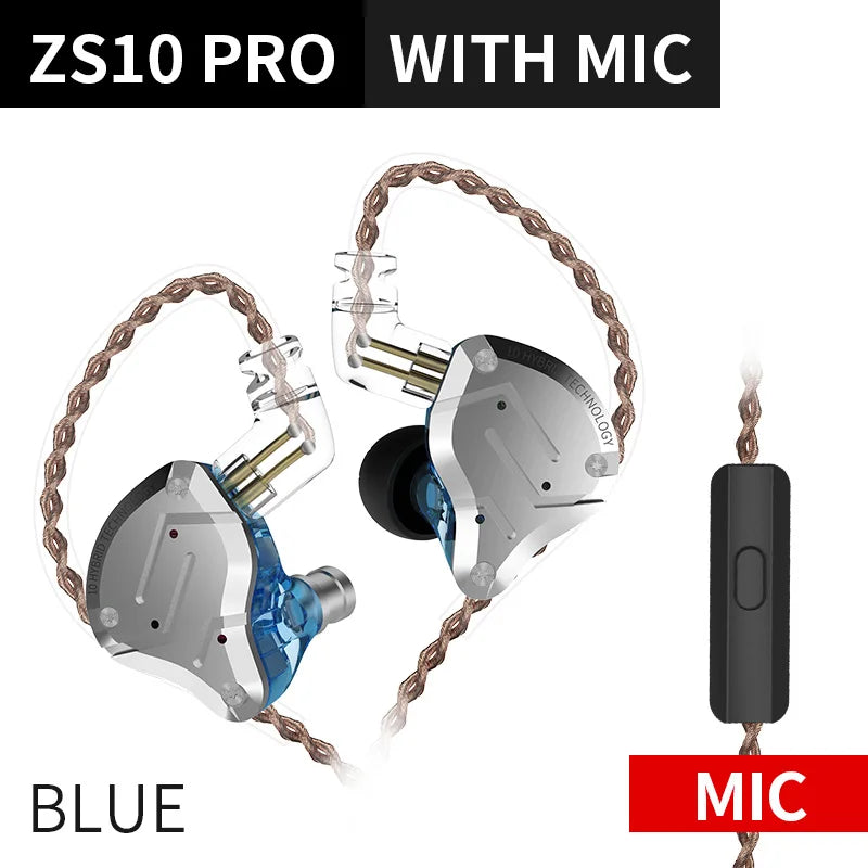 KZ ZS10 Pro 4BA+1DD Metal Headset Hybrid 10 drivers HIFI Bass Earbuds In Ear Monitor Sport Noise Cancelling Earphones KZ ZAX ZSX