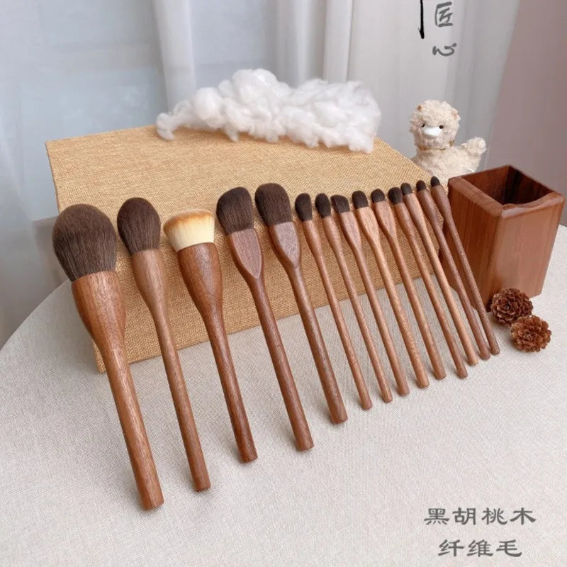 Wood Makeup Brushes Set Cosmetic Powder Blush Foundation Sculpting Eye Shadow Professional Beauty Make Up Brush