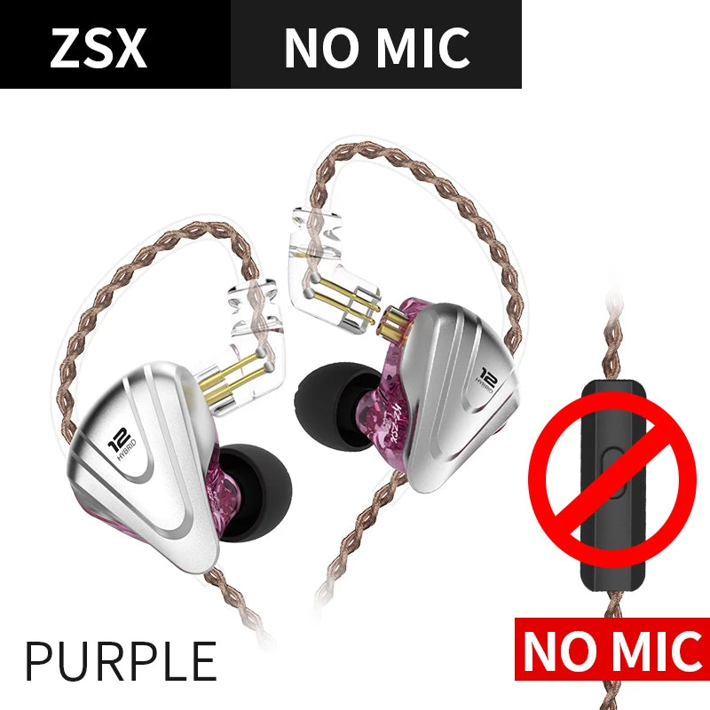KZ ZSX 1DD+5BA Hybrid Drivers HIFI Bass Earbuds In-Ear Monitor Noise Cancelling Earphones Metal Headset KZ ZAX ZS10 PRO ASX DQ6