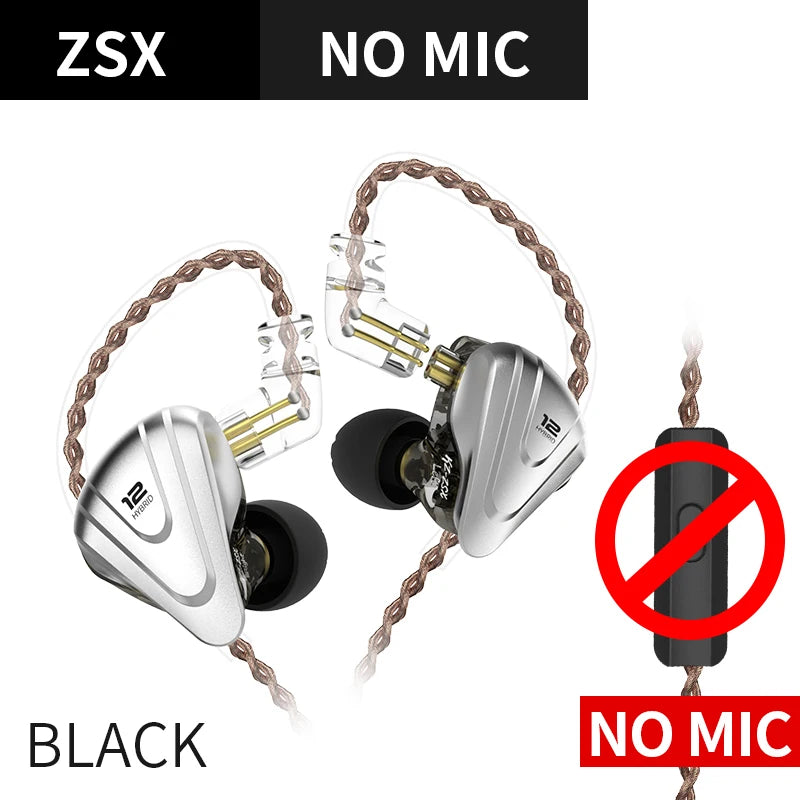 KZ ZSX 1DD+5BA Hybrid Drivers HIFI Bass Earbuds In-Ear Monitor Noise Cancelling Earphones Metal Headset KZ ZAX ZS10 PRO ASX DQ6