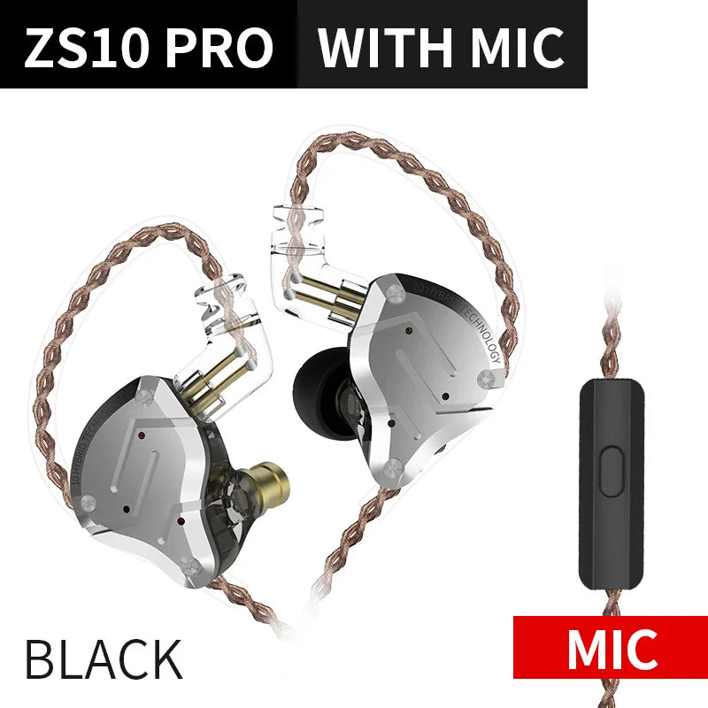 KZ ZS10 Pro 4BA 1DD Hybrid In Ear Metal Earphones10 Drivers HIFI Bass Earbuds Monitor Sport Noise Cancelling Headset ZSX ZAX Z3