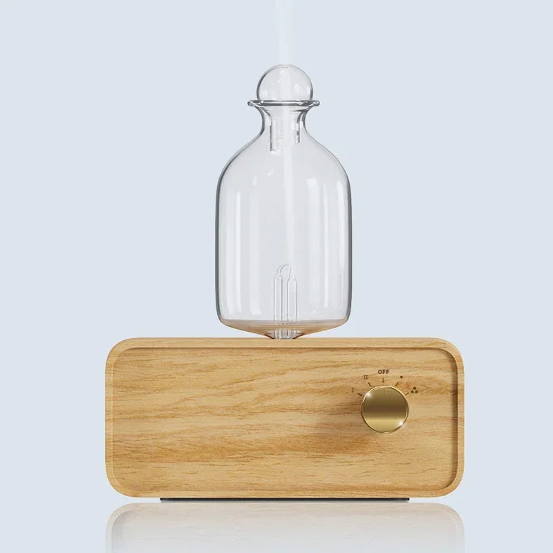 Essential Oil Diffuser Glass Air Aroma Diffuser Wood Grain Base 2600mAh Professional Machine Nebulizer For Home Office Room
