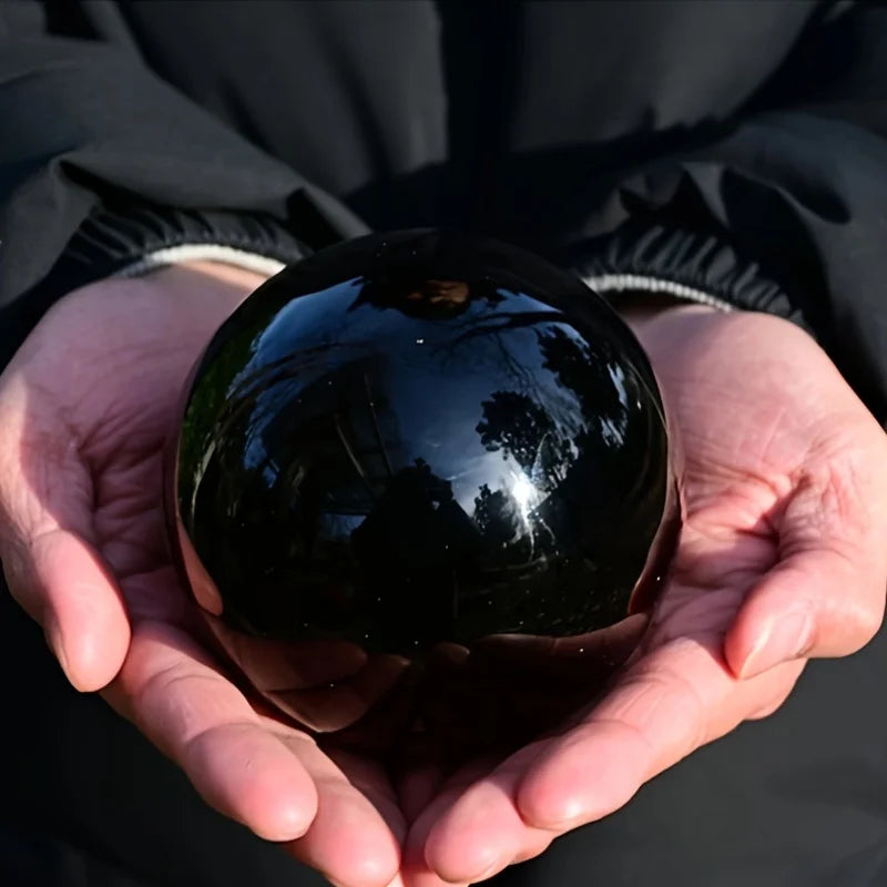 1 Obsidian and Quartz Crystal Ball | Classic Stone Ball, Suitable for Office and Home Décor,Ideal As A Birthday and Holiday Gift