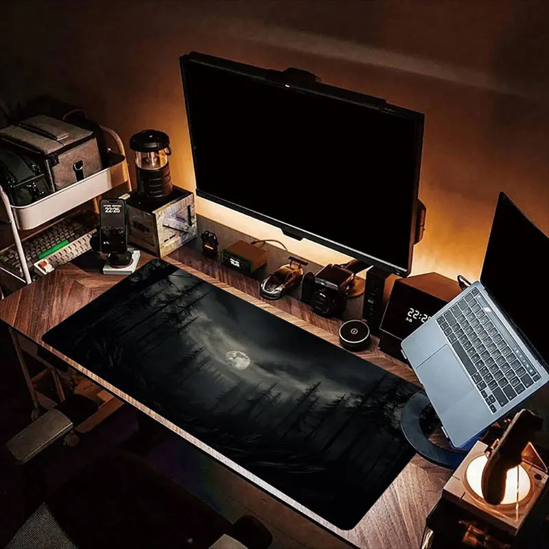 Fantasy Dark Forest Playmat Gaming Mouse Pad Non-slip Rubber Base 35x60 MTG Desk Mat Washable Pads for Game & Office Room Decor