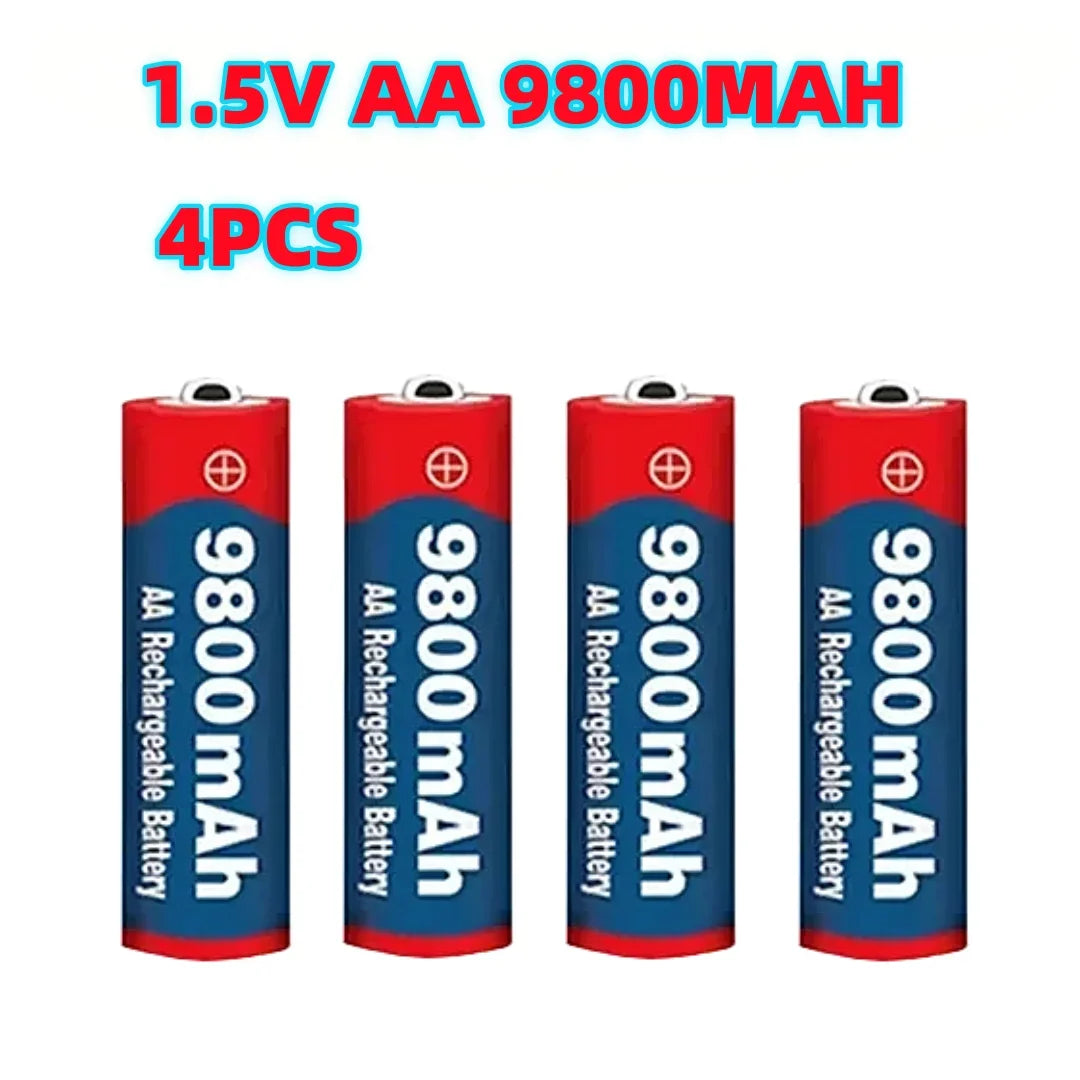 Premium 1.5V AA Alkaline Rechargeable Battery 9800mAh for Camera, Microphone, LED Light, Toy and Small Electronics