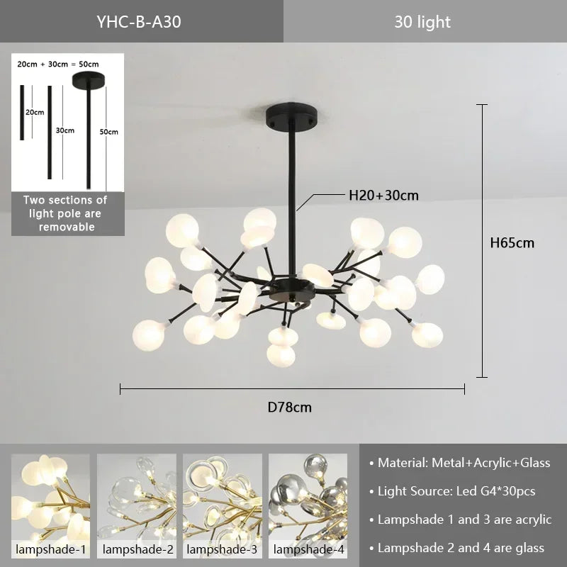 Nordic G4 Led Chandelier Lighting Modern Branch Pendant Light Living Room Gold / Black Led Luminarias Art Decor Indoor Lighting
