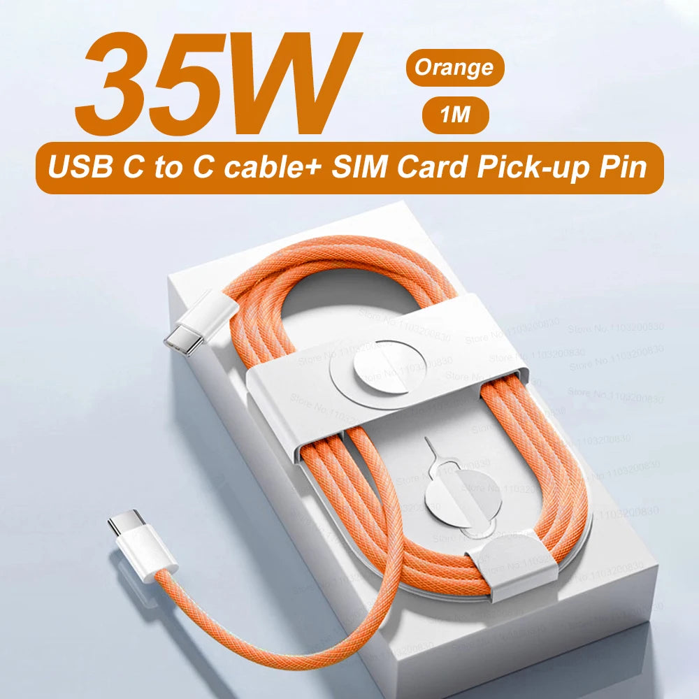 1-50Pcs 35W Type-C to Type C Weaving Cables For iPhone 11 12 13 14 15 16 17 Pro Max Fast Charging USB C Cable Phone Accessories
