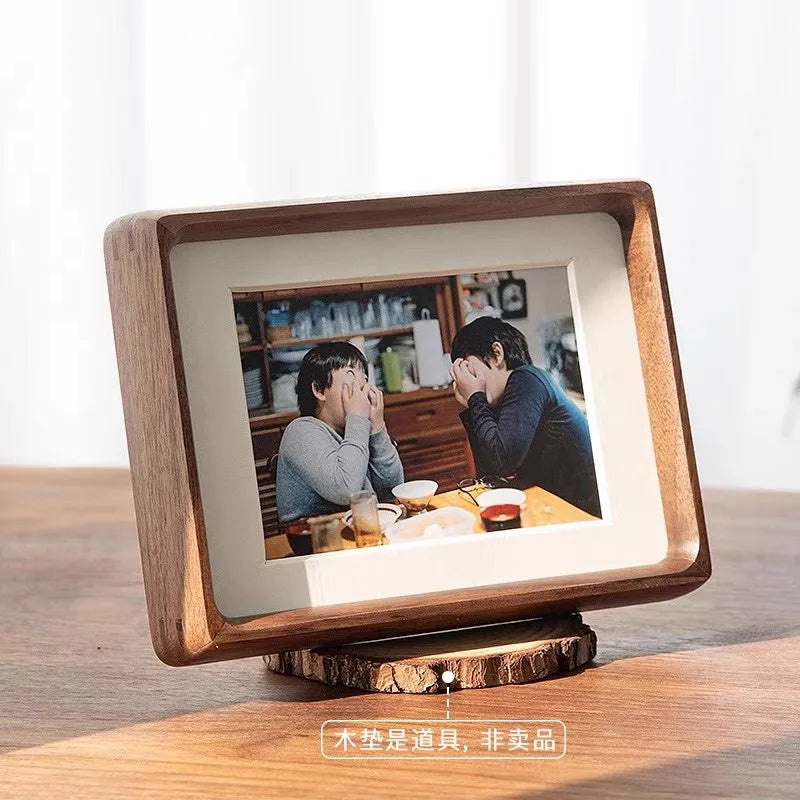 Black Walnut Solid Wood Rounded Corner Photo Frame Decorative Tabletop Display Wooden Picture Frame Artwork Holder Home Décor