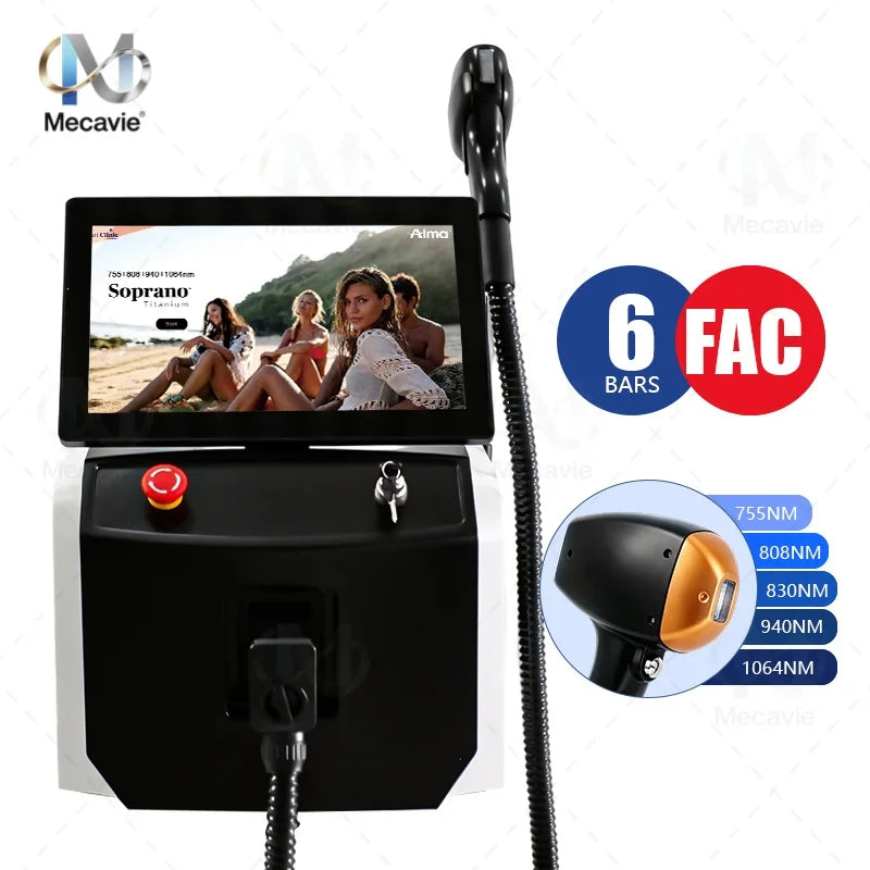 5-Wavelength Diode Laser Hair Removal Device 755/808/830/940/1064nm Ice-Cool Permanent Hair Remover for Salon Beauty Therapy