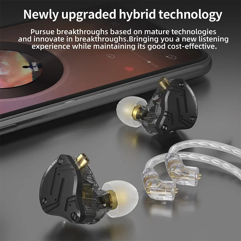 KZ ZS10 PRO X Metal Headset Hybrid drivers HIFI Bass Earbuds In-Ear Monitor Noise Cancelling Earphones ZS10PROX