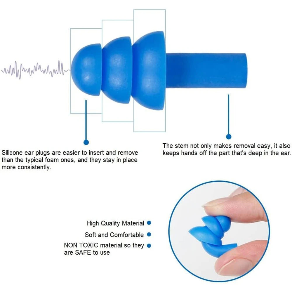 100/80/40/2PCS Reusable Silicone Ear Plugs with Plastic Case Soft Foam Waterproof Noise Cancelling Earplugs Earbuds for Sleeping