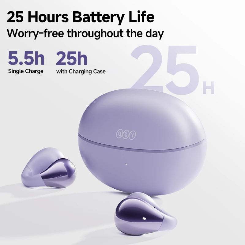 QCY Crossky C30 Wireless Earphones BH24QT33A Bluetooth 5.4 Open Type 4 Mic ENC Earbuds Open Ear Clip Headphone for Sports