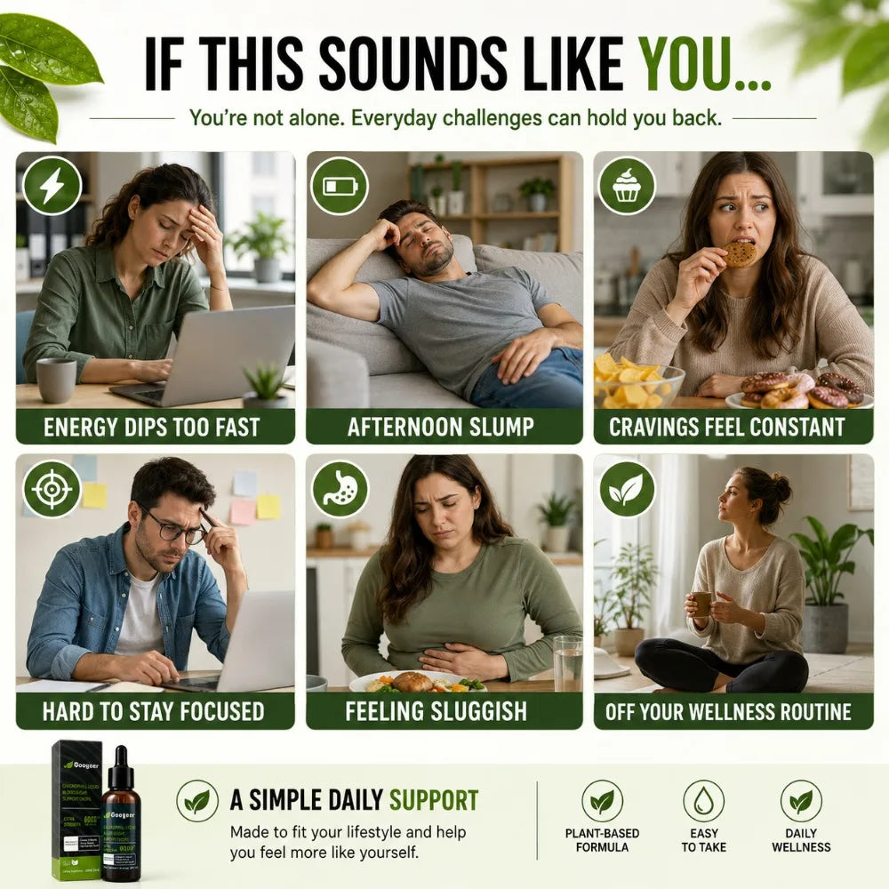 Googeer Chlorophyll Liquid Drops 6000mcg 59ml Vegan Daily Wellness Supplement with Green Tea Extract Energy & Beauty Support