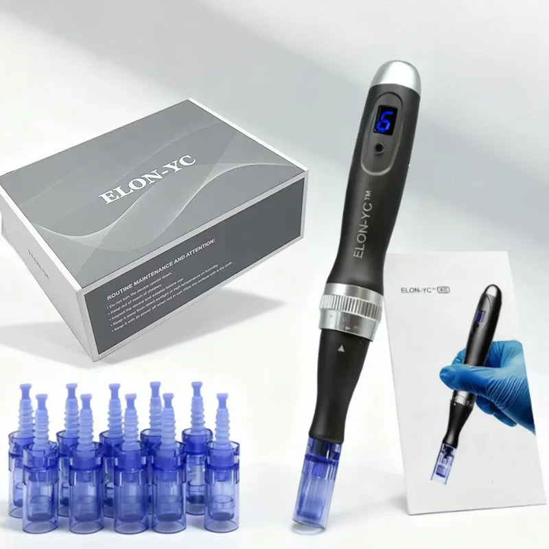 Wireless Dermapen ELON-YC Ultima-X6 Professional Beauty Pen Skin Care Tool Kit With 10PCS 0.25mm Cartridges,Microneedle Pen
