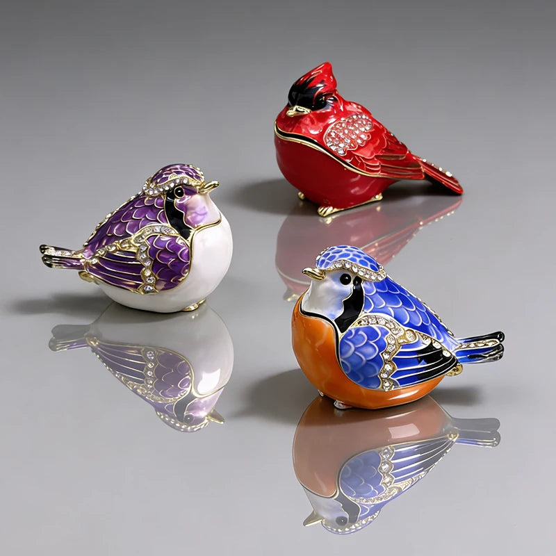 Home Décor Box, Enamelled Decorative Jar, Exquisite Hinged Jewellery Box Ideal for Easter or Valentine's Day Gifts, or as a Ring