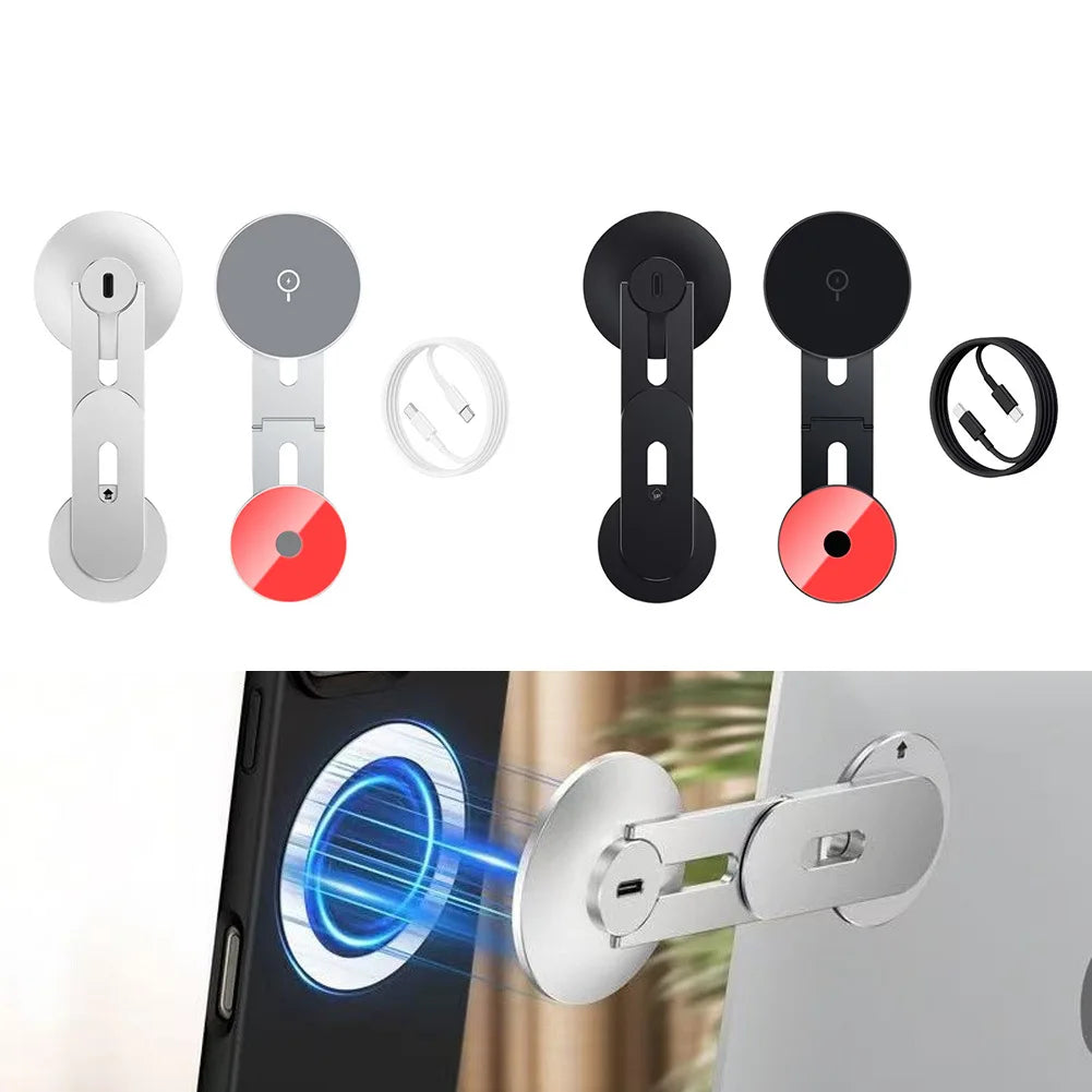 15W Aluminum Alloy Magnetic Phone Holder For Laptop 180°Adjustable Phone Side Mount Expansion Bracket Phone Accessories