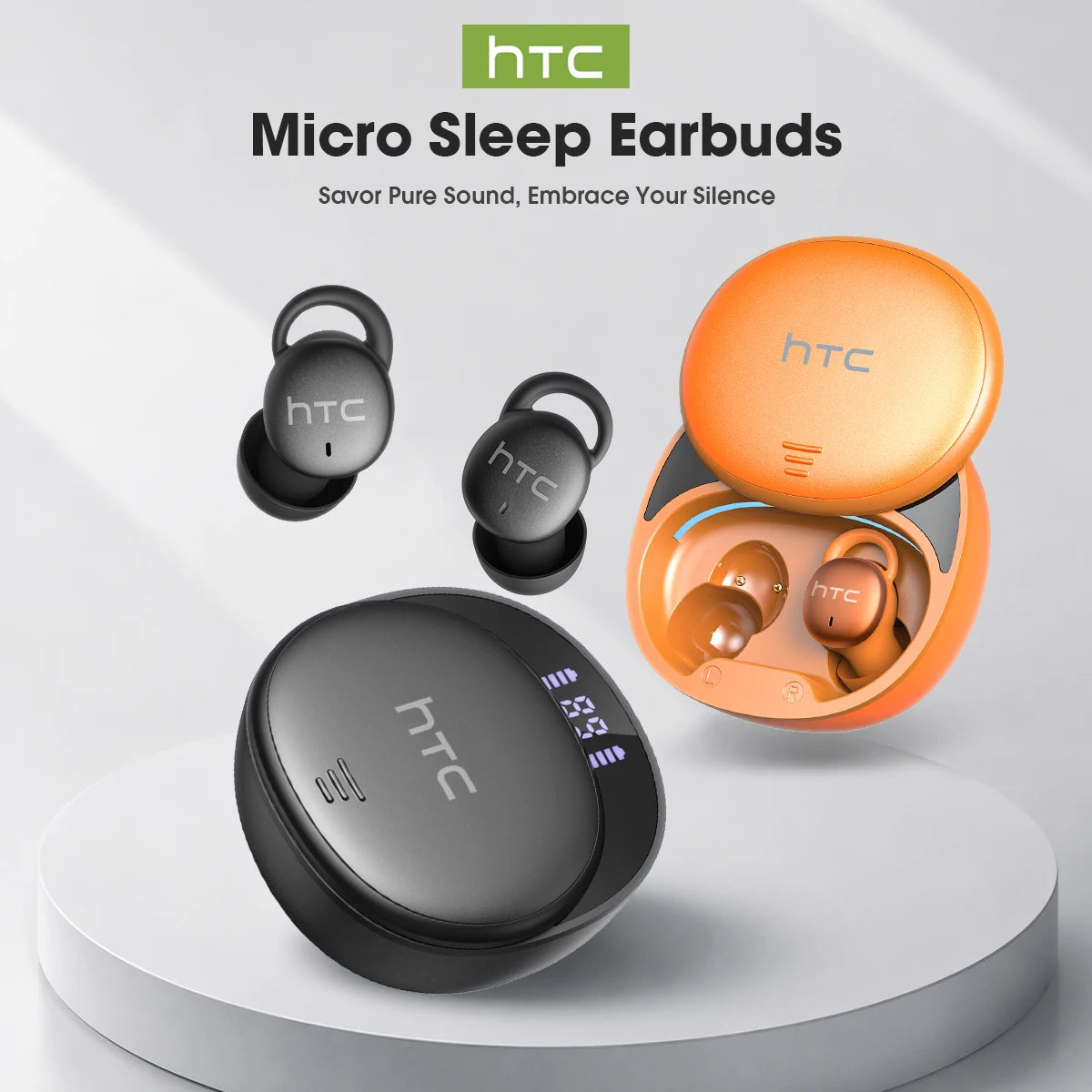HTC Sleep Earbuds Wireless Block Snoring Noise Reduction Bluetooth Headphones Dolby Lightweight for Side Sleepers Earphones