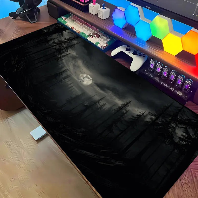 Fantasy Dark Forest Playmat Gaming Mouse Pad Non-slip Rubber Base 35x60 MTG Desk Mat Washable Pads for Game & Office Room Decor